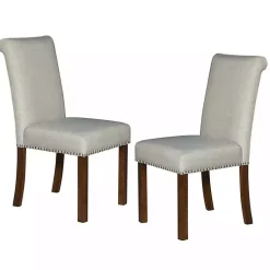 Kirklands Home Aubrey Natural Upholstered 2-pc. Dining Chair Set Tan New