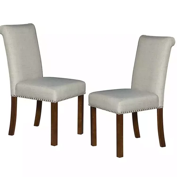 Kirklands Home Aubrey Natural Upholstered 2-pc. Dining Chair Set Tan New