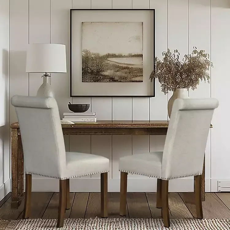 Kirklands Home Aubrey Natural Upholstered 2-pc. Dining Chair Set Tan New