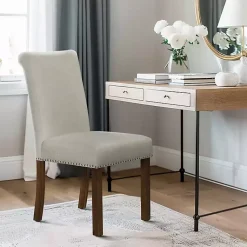 Kirklands Home Aubrey Natural Upholstered 2-pc. Dining Chair Set Tan New