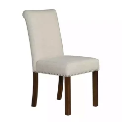 Kirklands Home Aubrey Natural Upholstered 2-pc. Dining Chair Set Tan New