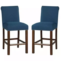 Kirklands Home Aubrey Navy Upholstered 2-pc. Counter Stool Set Blue Best