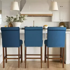 Kirklands Home Aubrey Navy Upholstered 2-pc. Counter Stool Set Blue Best