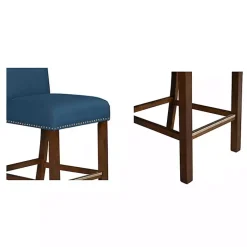 Kirklands Home Aubrey Navy Upholstered 2-pc. Counter Stool Set Blue Best