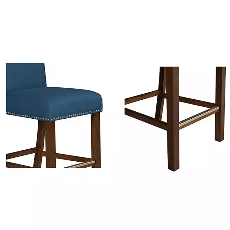 Kirklands Home Aubrey Navy Upholstered 2-pc. Counter Stool Set Blue Best