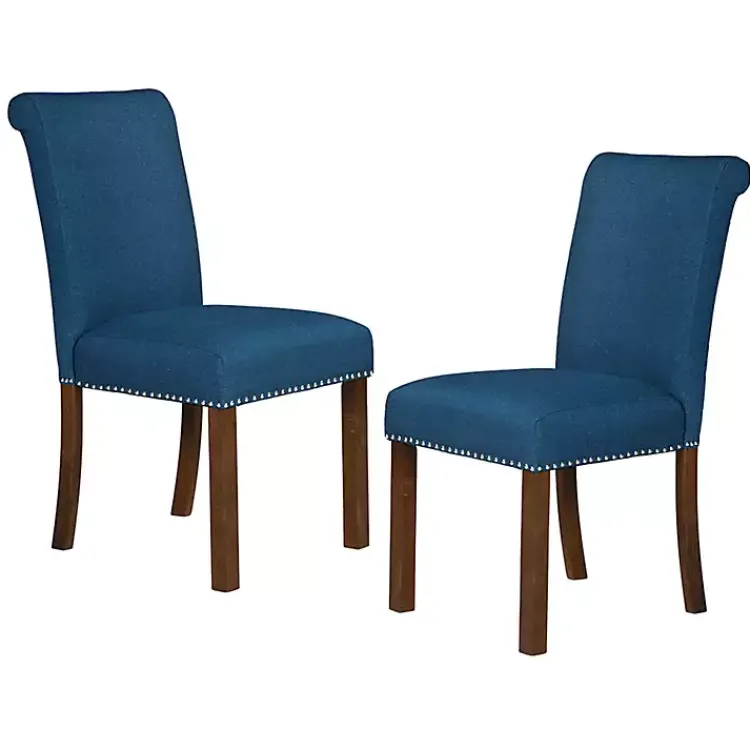 Kirklands Home Aubrey Navy Upholstered 2-pc. Dining Chair Set Blue Discount