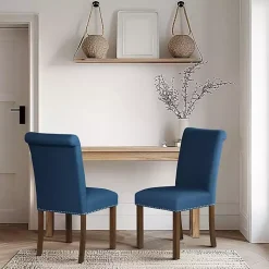 Kirklands Home Aubrey Navy Upholstered 2-pc. Dining Chair Set Blue Discount