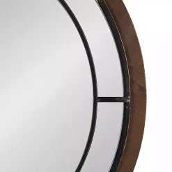Kirklands Home Audubon Wood Round Wall Mirror Brown Clearance