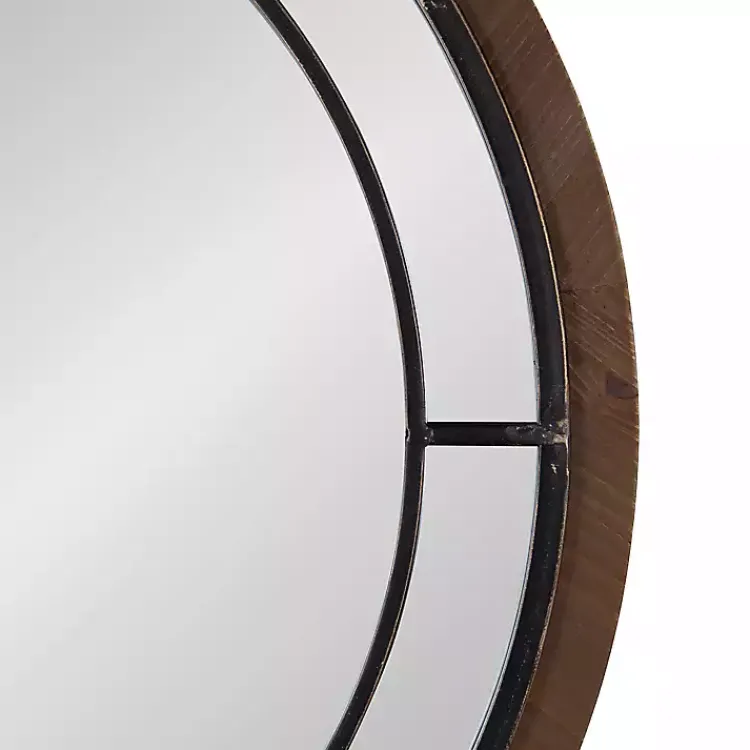 Kirklands Home Audubon Wood Round Wall Mirror Brown Clearance