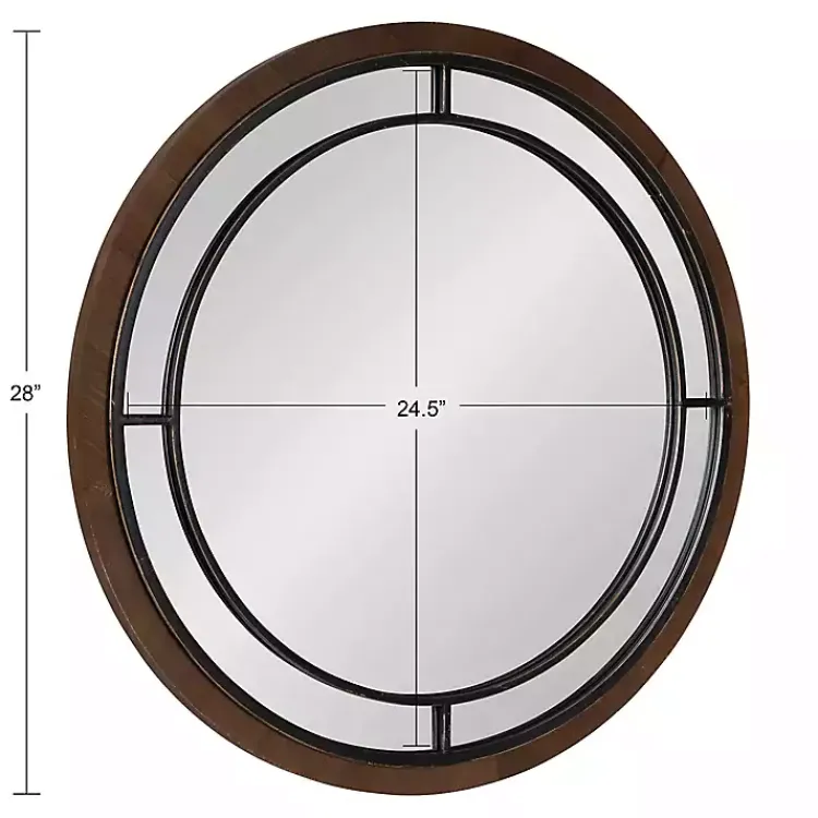 Kirklands Home Audubon Wood Round Wall Mirror Brown Clearance