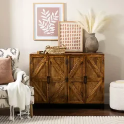 Kirklands Home Austin Warm Wood Farmhouse Cabinet Brown