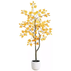 Trees & Topiaries>Kirklands Home Autumn Birch Tree in Decorative Planter, 4 ft.