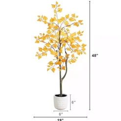 Trees & Topiaries>Kirklands Home Autumn Birch Tree in Decorative Planter, 4 ft.