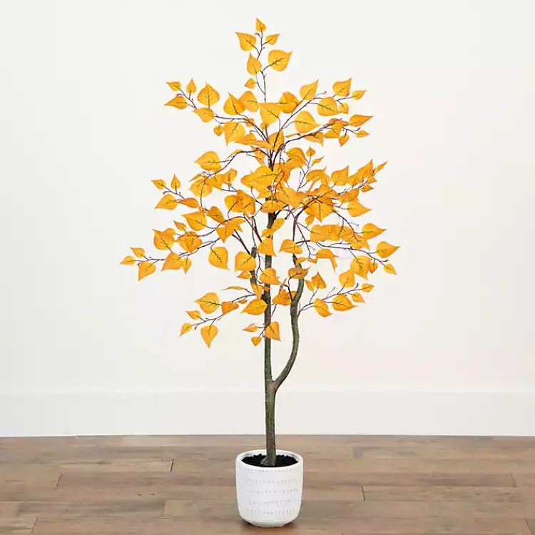 Trees & Topiaries>Kirklands Home Autumn Birch Tree in Decorative Planter, 4 ft.