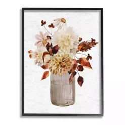 Kirklands Home Autumn Flower Bouquet Black Framed Wall Art Clearance