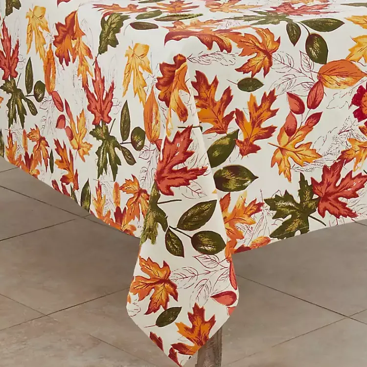 Kirklands Home Autumn Foliage Outline Square Harvest Table Cloth
