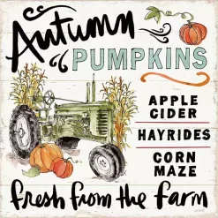 Fall>Kirklands Home Autumn Pumpkin Tractor Framed Wall Art