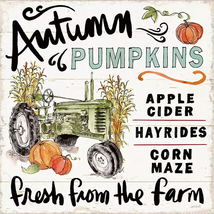 Fall>Kirklands Home Autumn Pumpkin Tractor Framed Wall Art