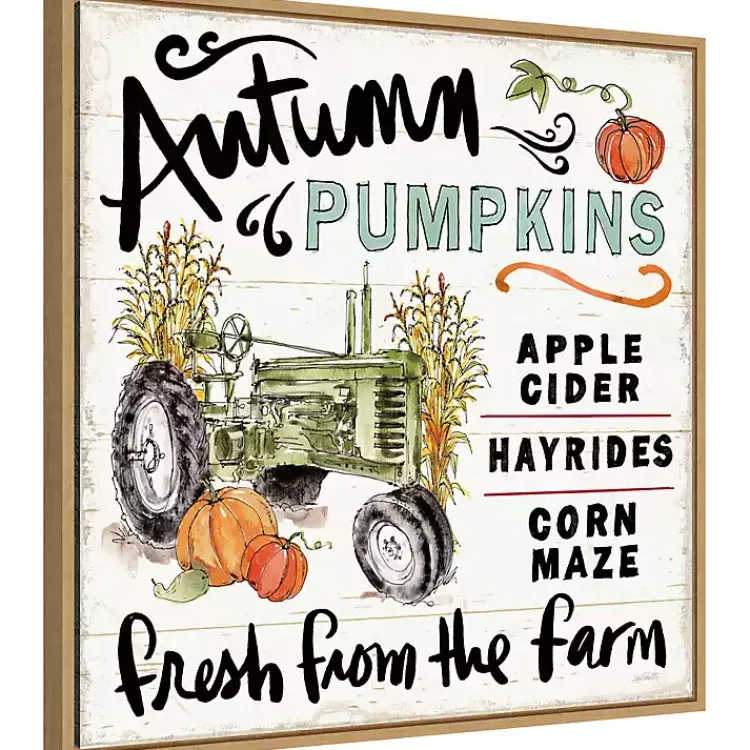 Fall>Kirklands Home Autumn Pumpkin Tractor Framed Wall Art