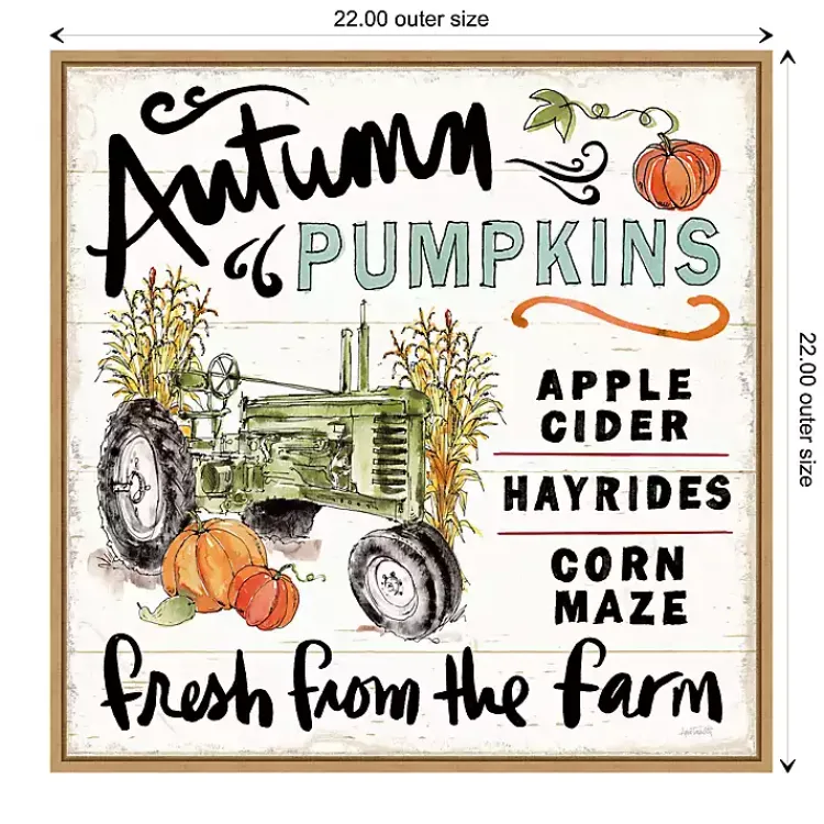 Fall>Kirklands Home Autumn Pumpkin Tractor Framed Wall Art