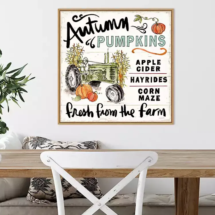 Fall>Kirklands Home Autumn Pumpkin Tractor Framed Wall Art
