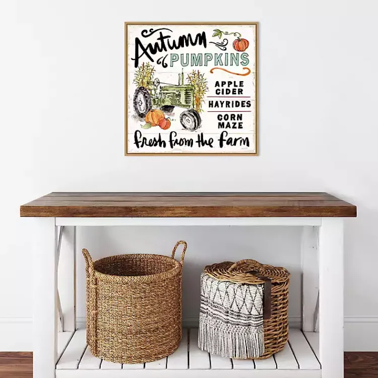 Fall>Kirklands Home Autumn Pumpkin Tractor Framed Wall Art