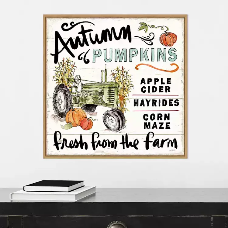 Fall>Kirklands Home Autumn Pumpkin Tractor Framed Wall Art