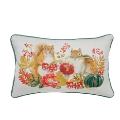 Fall>Kirklands Home Autumn Squirrel and Chipmunk Lumbar Pillow Multi