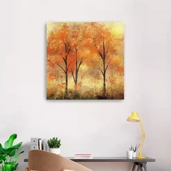 Fall>Kirklands Home Autumn Trees Canvas Art Print, 30x30 in. Orange