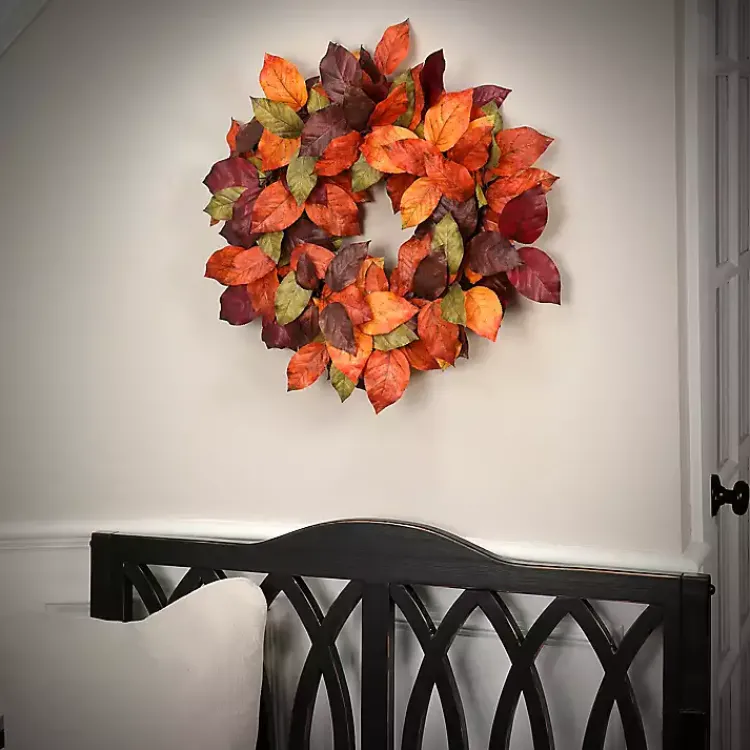 Fall>Kirklands Home Autumnal Salal Leaves Harvest Wreath
