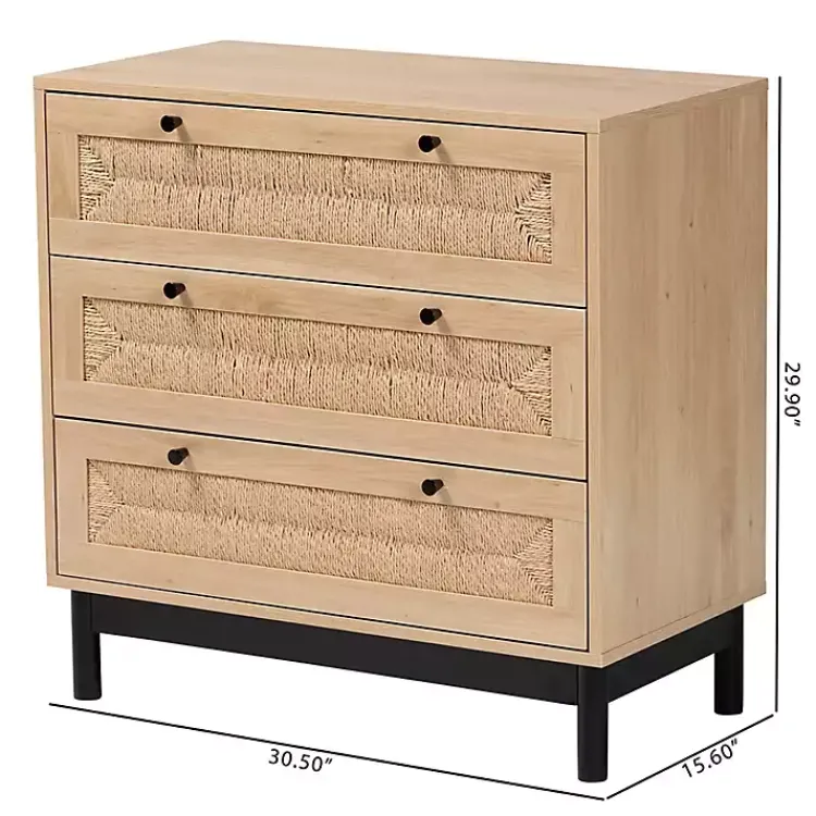 Kirklands Home Ava Light 3-Drawer Cabinet Brown Clearance