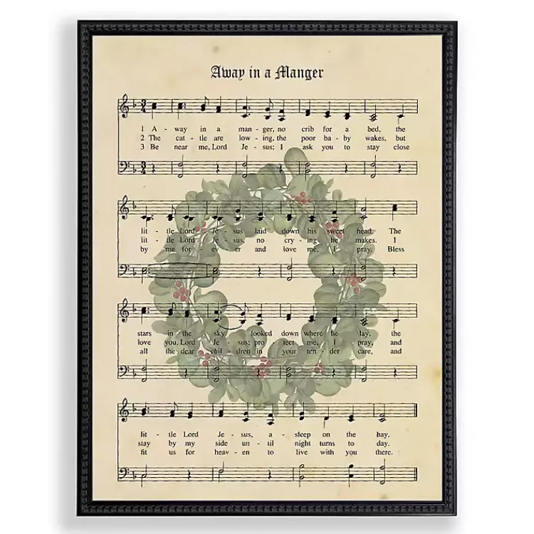 Christmas Art & Wall Decor>Kirklands Home Away in a Manger Hymn Framed Christmas Art Print