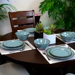 Kirklands Home Azure Glazed Round 12-pc. Dinnerware Set Outlet