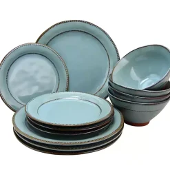 Kirklands Home Azure Glazed Round 12-pc. Dinnerware Set Outlet
