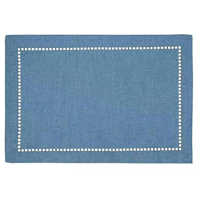Kirklands Home Azure Laser-Cut Hemstitch Placemats, Set of 4 Blue Clearance
