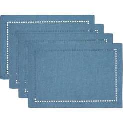 Kirklands Home Azure Laser-Cut Hemstitch Placemats, Set of 4 Blue Clearance