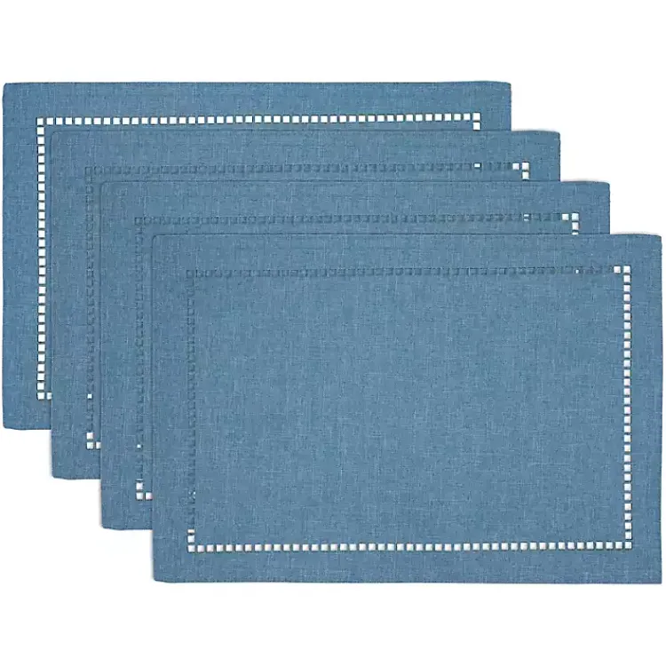 Kirklands Home Azure Laser-Cut Hemstitch Placemats, Set of 4 Blue Clearance