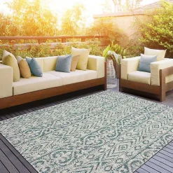Kirklands Home Azure Terrace Sun Shower Outdoor Area Rug, 7x9 New