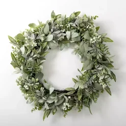 Wreaths>Kirklands Home Baby's Breath and ery Wreath Green