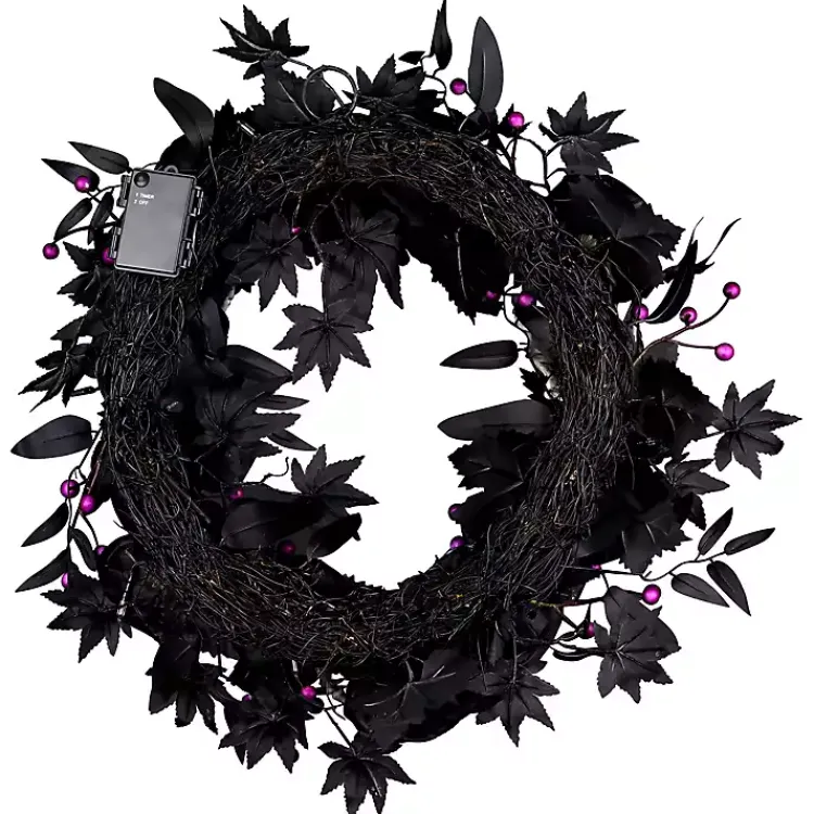 Halloween>Kirklands Home Bad to the Bone Black Roses Wreath