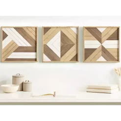 Kirklands Home Ballez Geometric Wood Wall Plaques, Set of 3 Discount