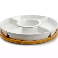Kirklands Home Bamboo 5-pc. Ceramic Modern Set Lazy Susan