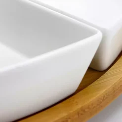 Kirklands Home Bamboo 5-pc. Ceramic Modern Set Lazy Susan
