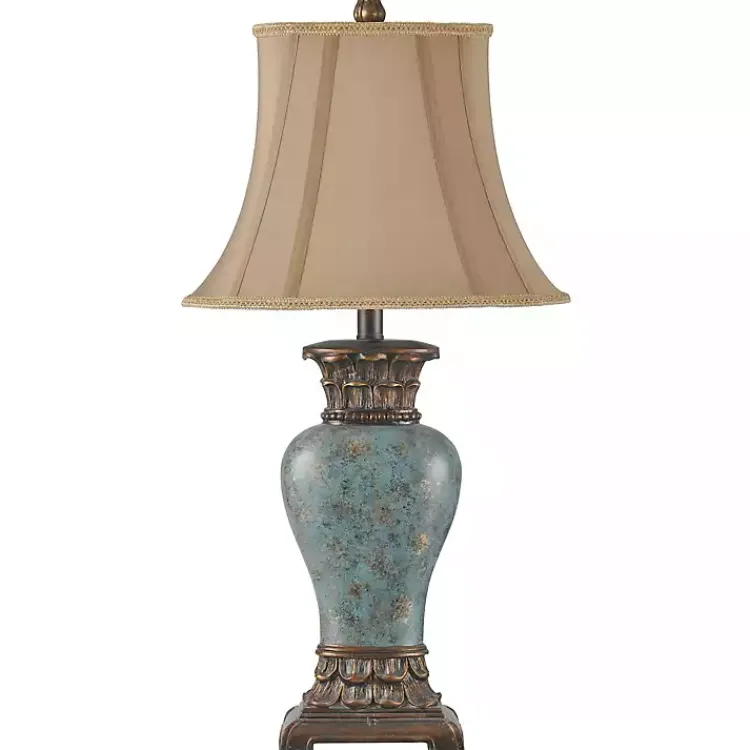 Kirklands Home Barbados Blue Traditional Table Lamp Tan