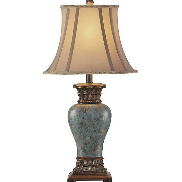 Kirklands Home Barbados Blue Traditional Table Lamp Tan