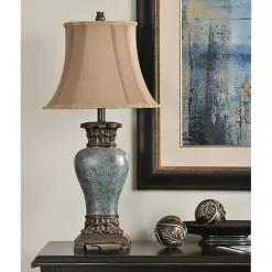 Kirklands Home Barbados Blue Traditional Table Lamp Tan