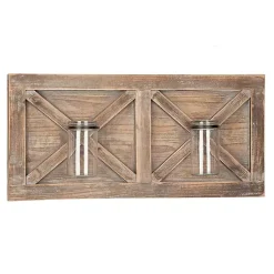 Kirklands Home Barn Door Wall Plaque with Glass Vases Brown Best