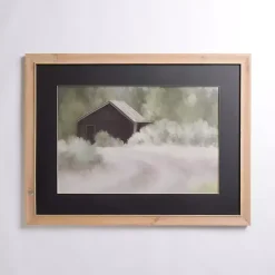 Kirklands Home Barn Landscape Black Mat Framed Art Print New