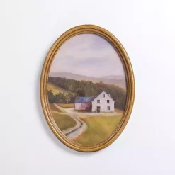 Kirklands Home Barn Landscape Oval Framed Art Print Best