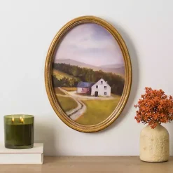 Kirklands Home Barn Landscape Oval Framed Art Print Best